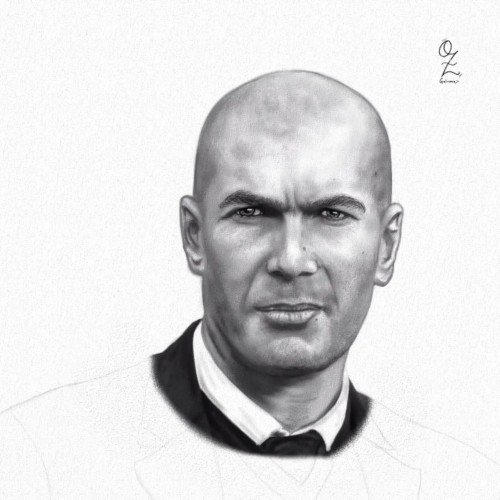 Zidane Portrait Drawing Sketch by Oz Galeano