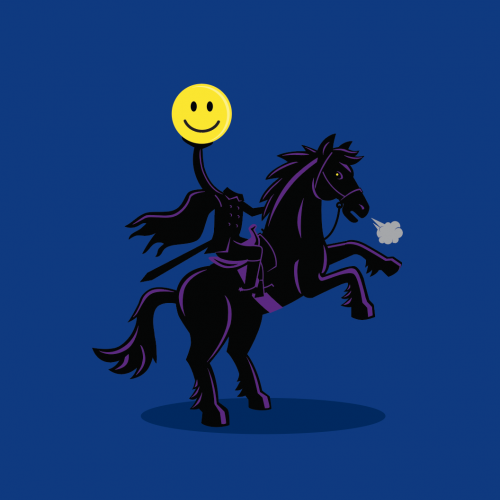 Happy Headless Horseman logo and doodle