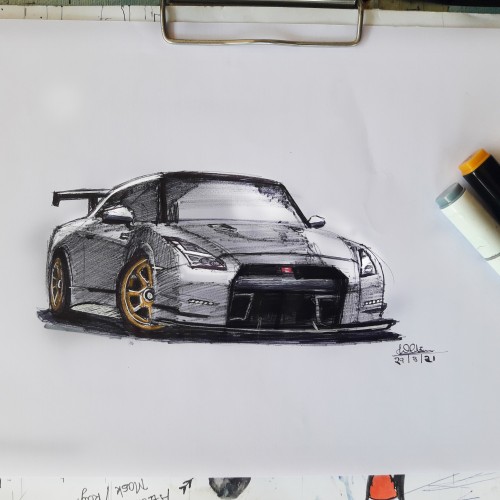 Simple Sketch of Nissan GTR