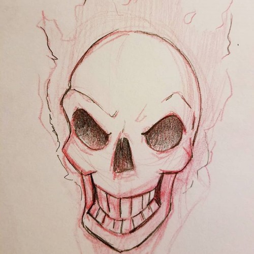 Flaming Skull Sketch