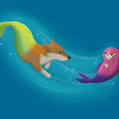 Mermaid Corgi and Catfish