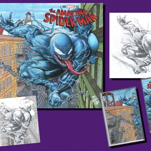 Spider-man original art Sketch cover featuring Venom