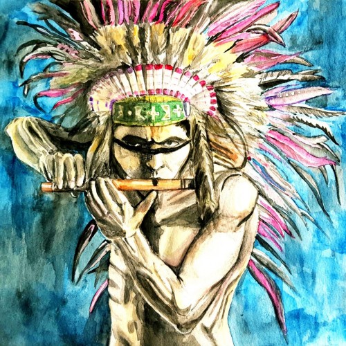 Red Indian Watercolour Painting