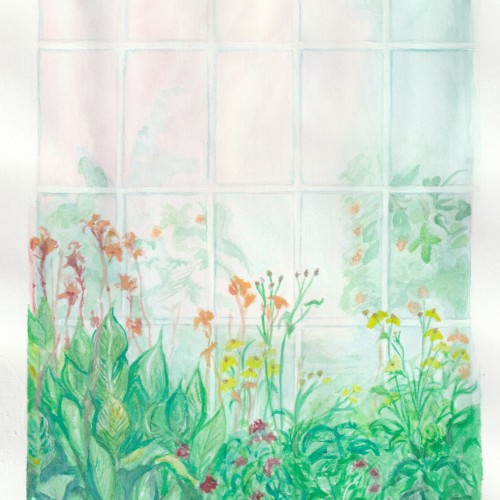 Window Flowers study - Virtual Plein Air Watercolour and gouache