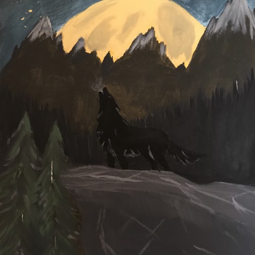Moonlit Mountain Scene