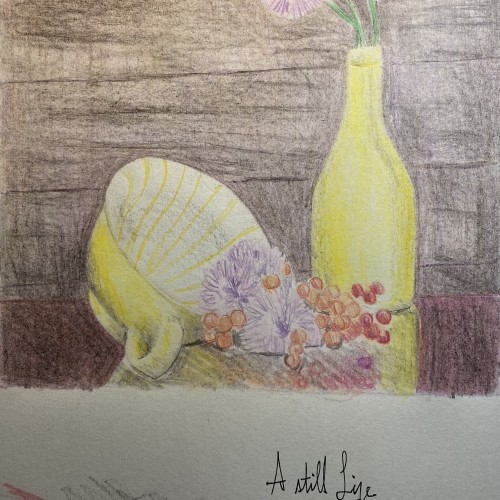 Still life in yellow and purple 11/7-9/21