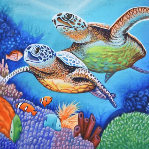 Water Turtles Painting By Anthony Diaz | Artlicity