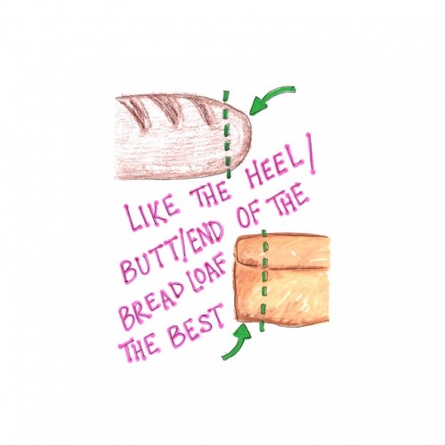 “some beings like the heel/butt/end of the bread loaf the best”