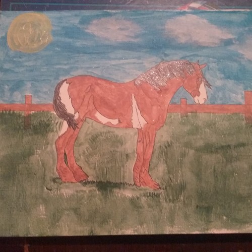 Clyesdale mare acrylic painting