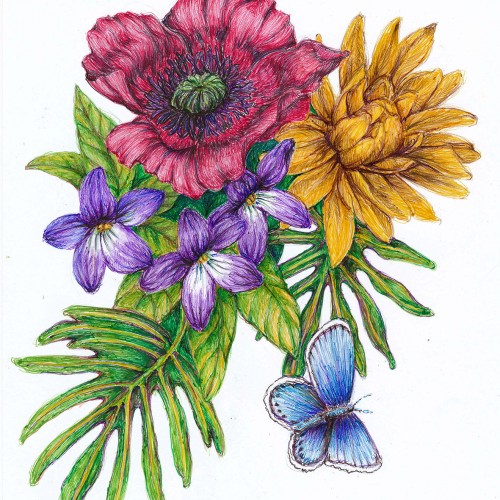 Ballpoint pen flowers