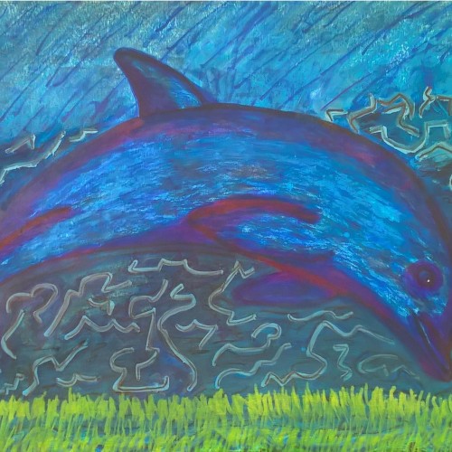 dolphins (mixed media)