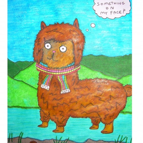 i am the llama (mixed media)