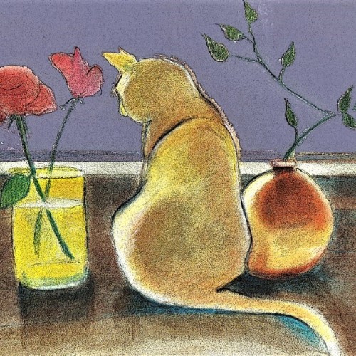 Cat and Roses