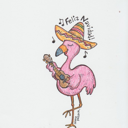 Feliz Navidad! A Christmas Flamingo!