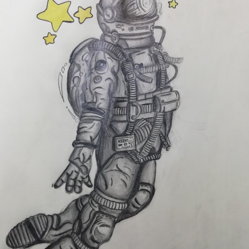 astronaut graphite sketch