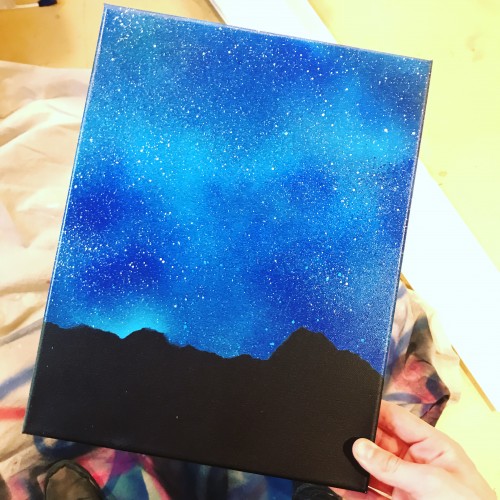 Starry night sky painting