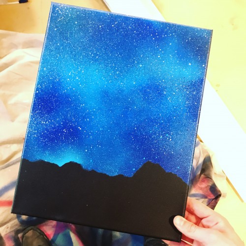 Starry night sky painting