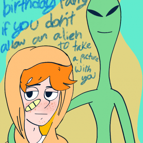 Alien & a smiling lad
