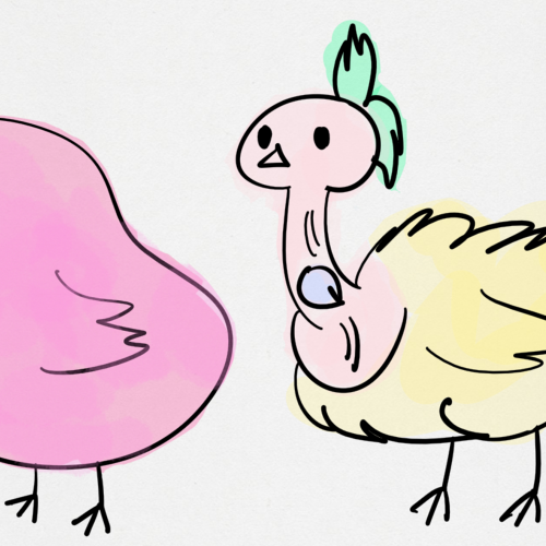 pink chick and turken chick