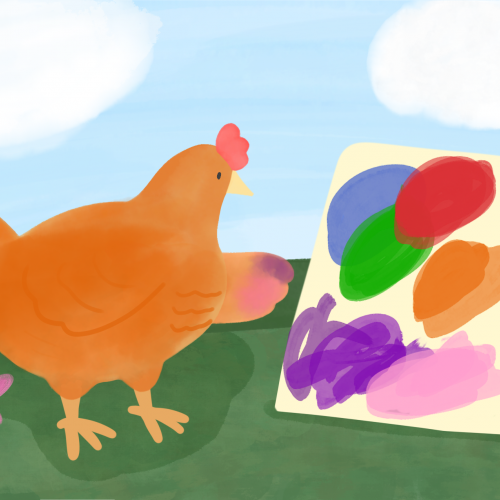 The hen and her painting