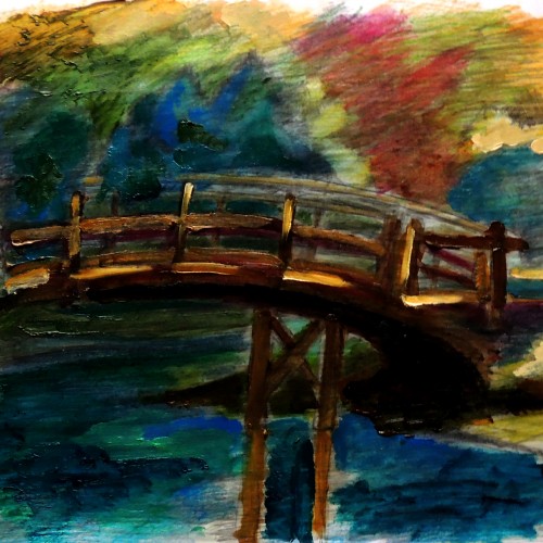 Bridge n garden.COLOR OIL.