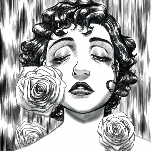 Black and White Rose Doodle