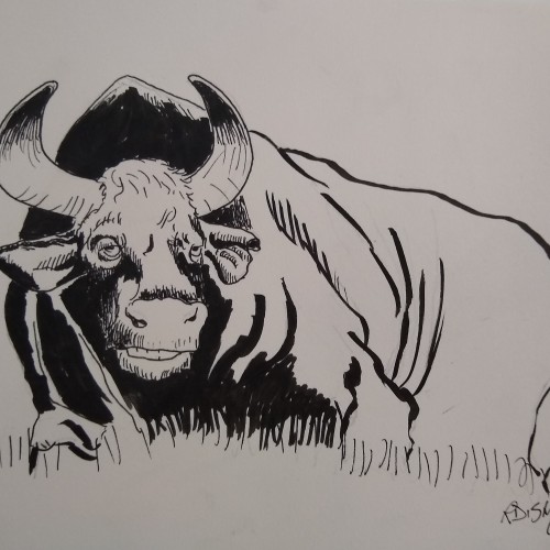 Gaur, second attempt, this time in ink