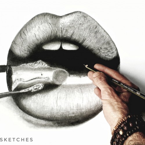 Pencil Sketch of Lips