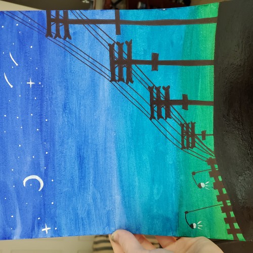 Watercolor power lines