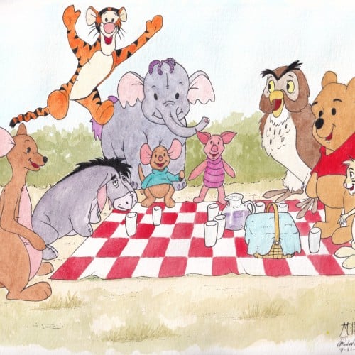 Pooh Bear and Friends Illustration