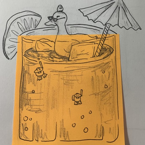 Duck and birbs go swimming in a cup and enjoying their best life unlike someone who’s stuck doing online classes