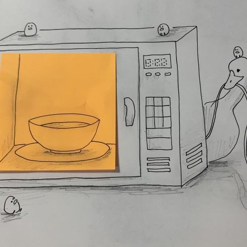 Duck and birbs try to use a microwave to heat up some soup but they have no concept of how to use electronics in general so they’re having a tough time