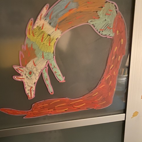 I draw a fox on glass door