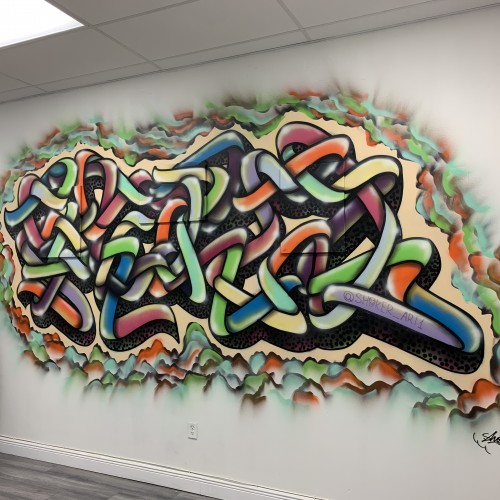 Shoker graffiti wall Wildstyle abstract lines letters