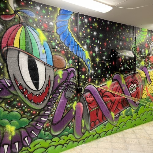 SPACE INVASION SPRAY PAINT MURAL FLORIDA SHOKER STYLE