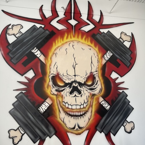 Powerlifting Gym Skull Mural Shoker_Art1