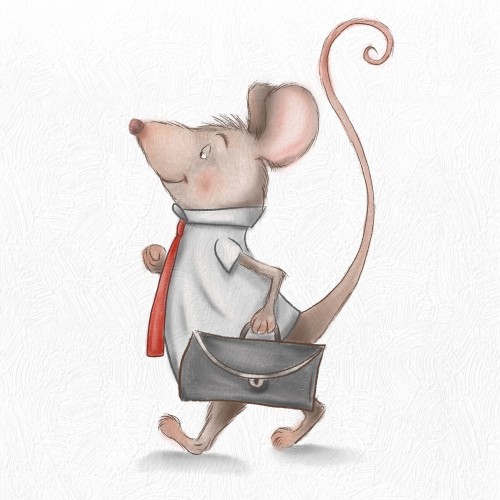 Don Ratón (Mr. Mouse)  heading to the cheese factory for another great day at work.