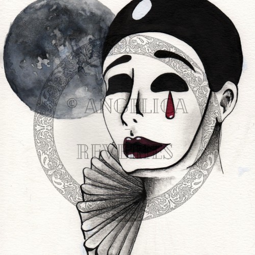 Pierrot Lunaire. Watercolors and ink on paper, 2018