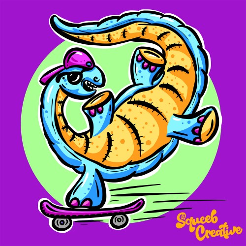 Skating Dinosaur Logo Mascot From a Childs Mind