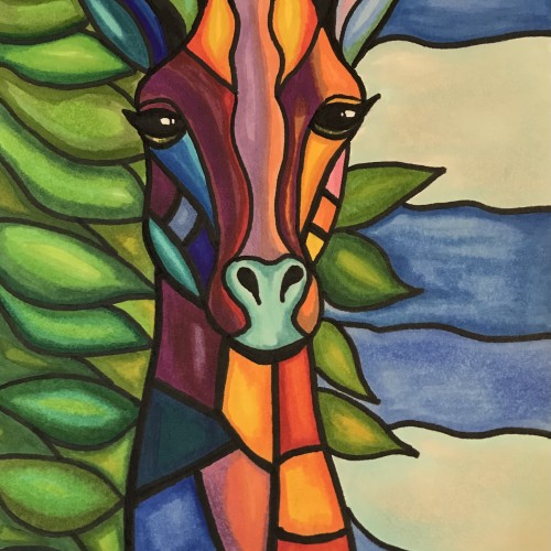 Stained glass giraffe
