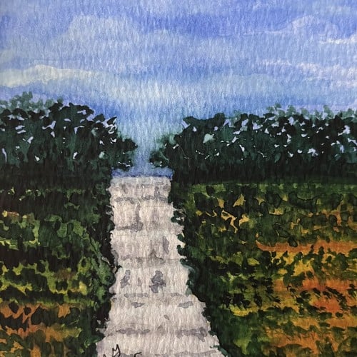 Watercolor waterfall