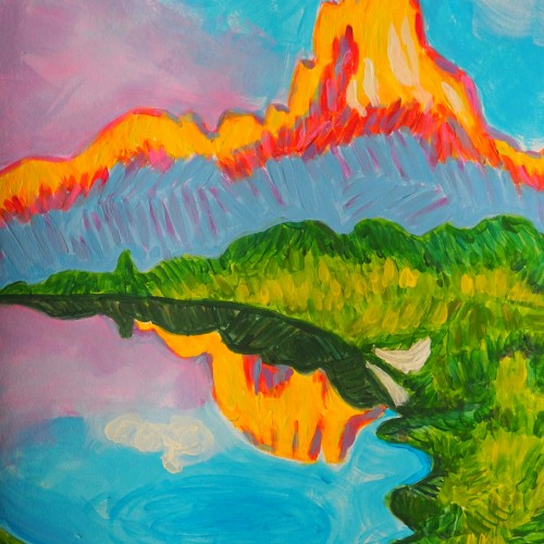 Pyrenee peak - acrylic on paper