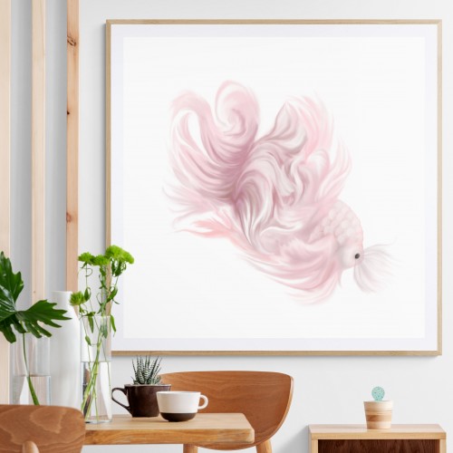 Pink Sakura Betta Fish Digital Art Print