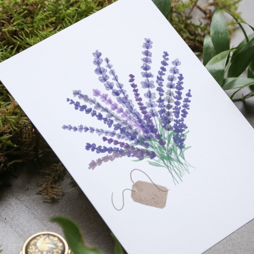 Easy Lavender Watercolor Digital Art Greeting Card Print - #Krita