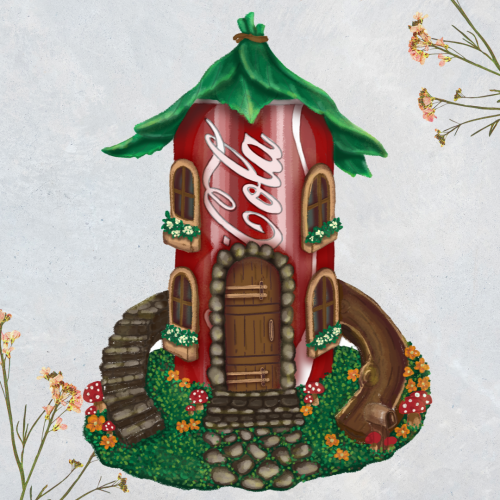 Fairy House Coke in Can Reuse-Recycle Cause Digital Illustration | Photoshop
