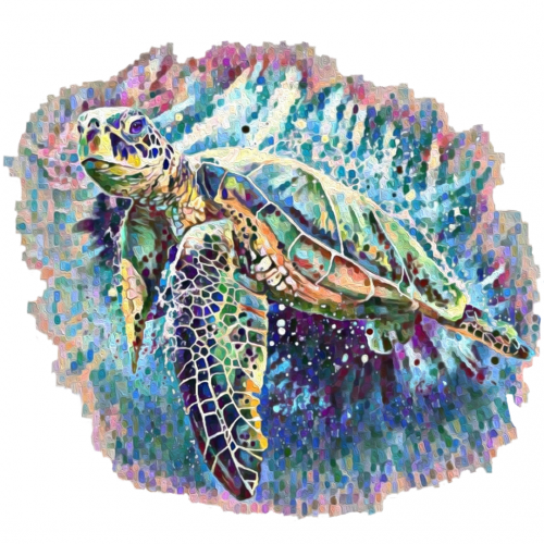 Save the Sea Turtle Digital Oil Painting