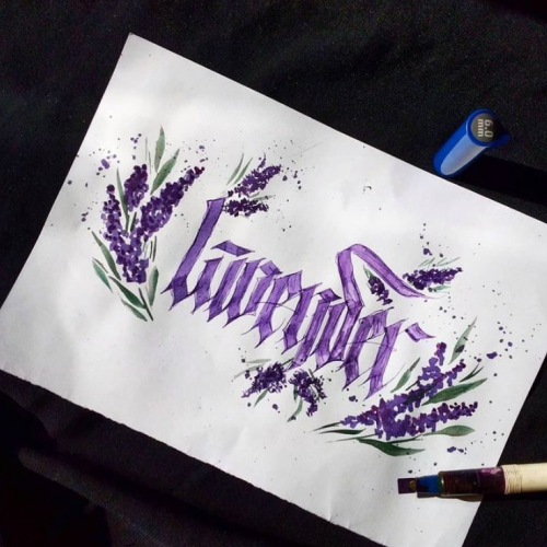 lavender in fraktur calligraphy by color.rapids