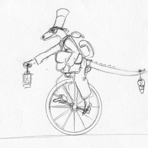 Lizard on an unicycle