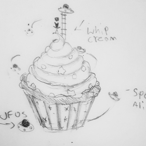 Space Cupcake Sketch