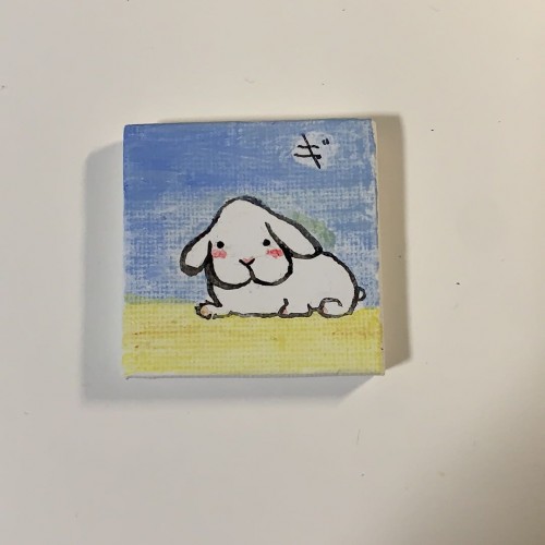 Tiny bunny on tiny canvas